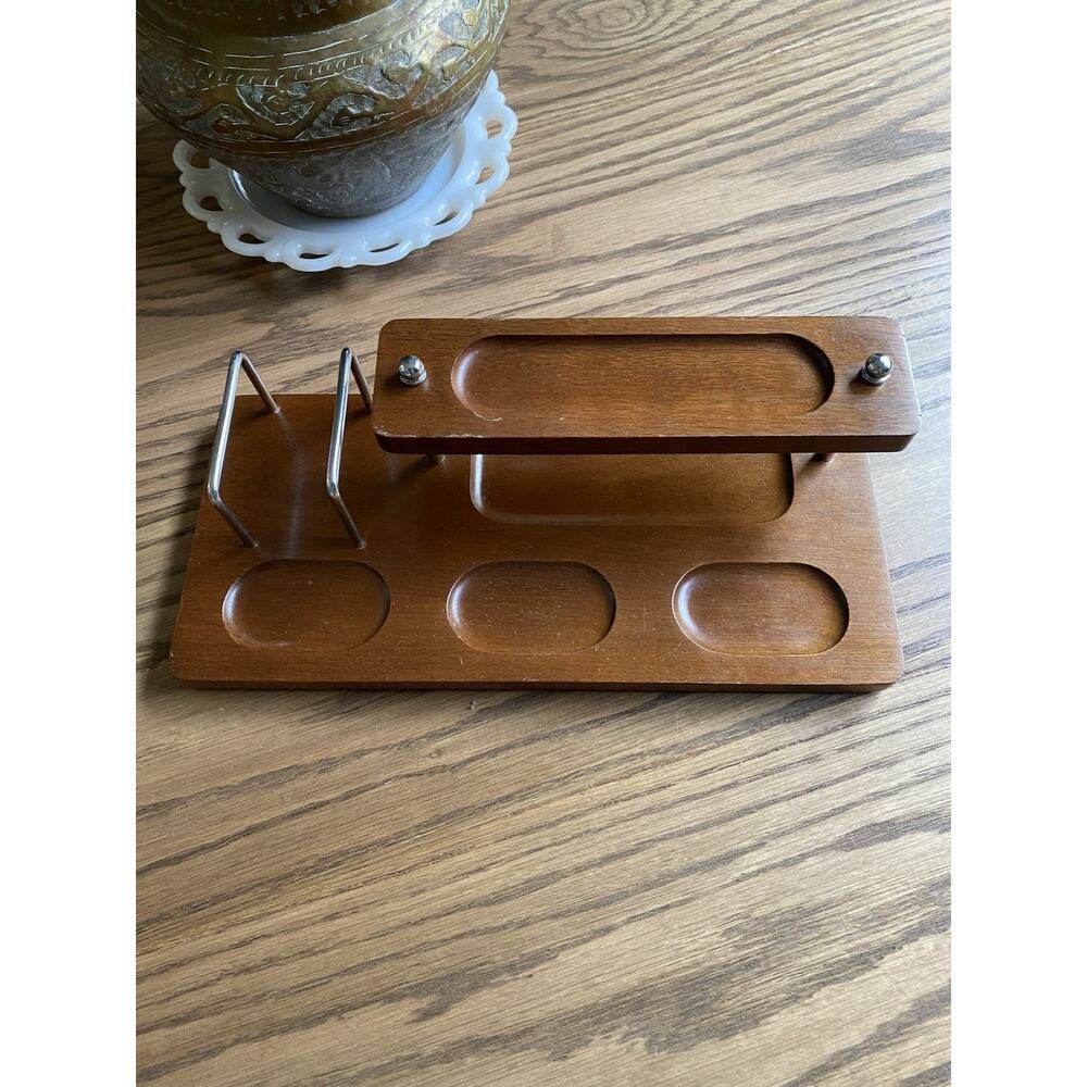 Vintage Midcentury Valet Wood Butler Tray Men’s Dresser Organizer